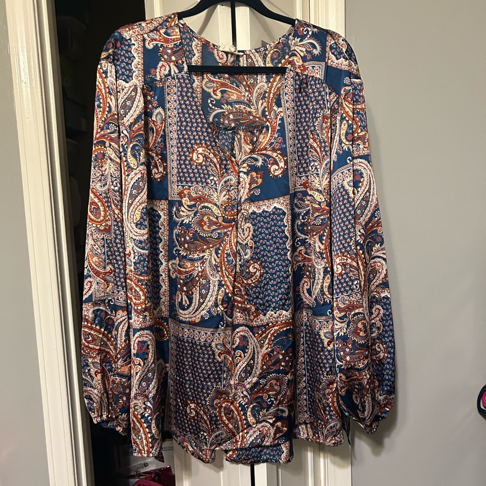 Entro Paisley Blouse - Blue and Brown